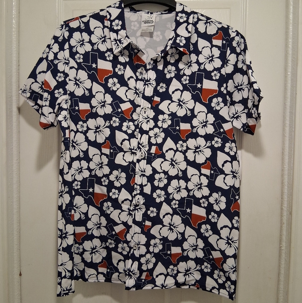 Casual Hawaiian Style Texas Floral Short-Sleeve Button-Up Shirt - NWT Small